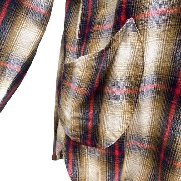 CP Shades Teton Tunic Shirt Sz S Brown Red Plaid Cotton Oversized Lagenlook - Picture 8 of 12